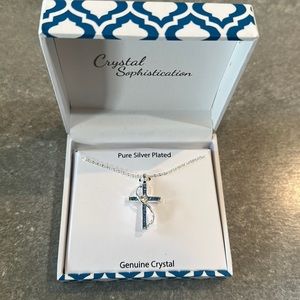 Crystal Sophistication Silver Plated Crystal Cross Necklace